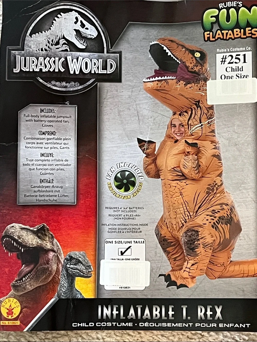 Inflatable T. Rex Child Costume - Orange